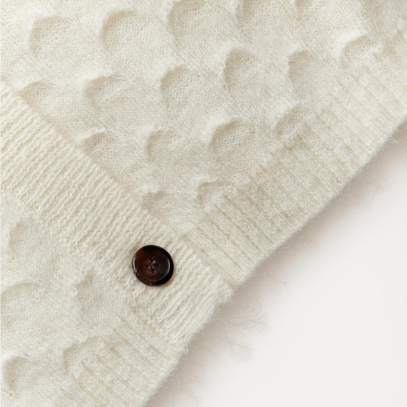 Zara Wool and Alpaca Blend Disc Knit Cardigan in Ecru - Picture 6 of 14